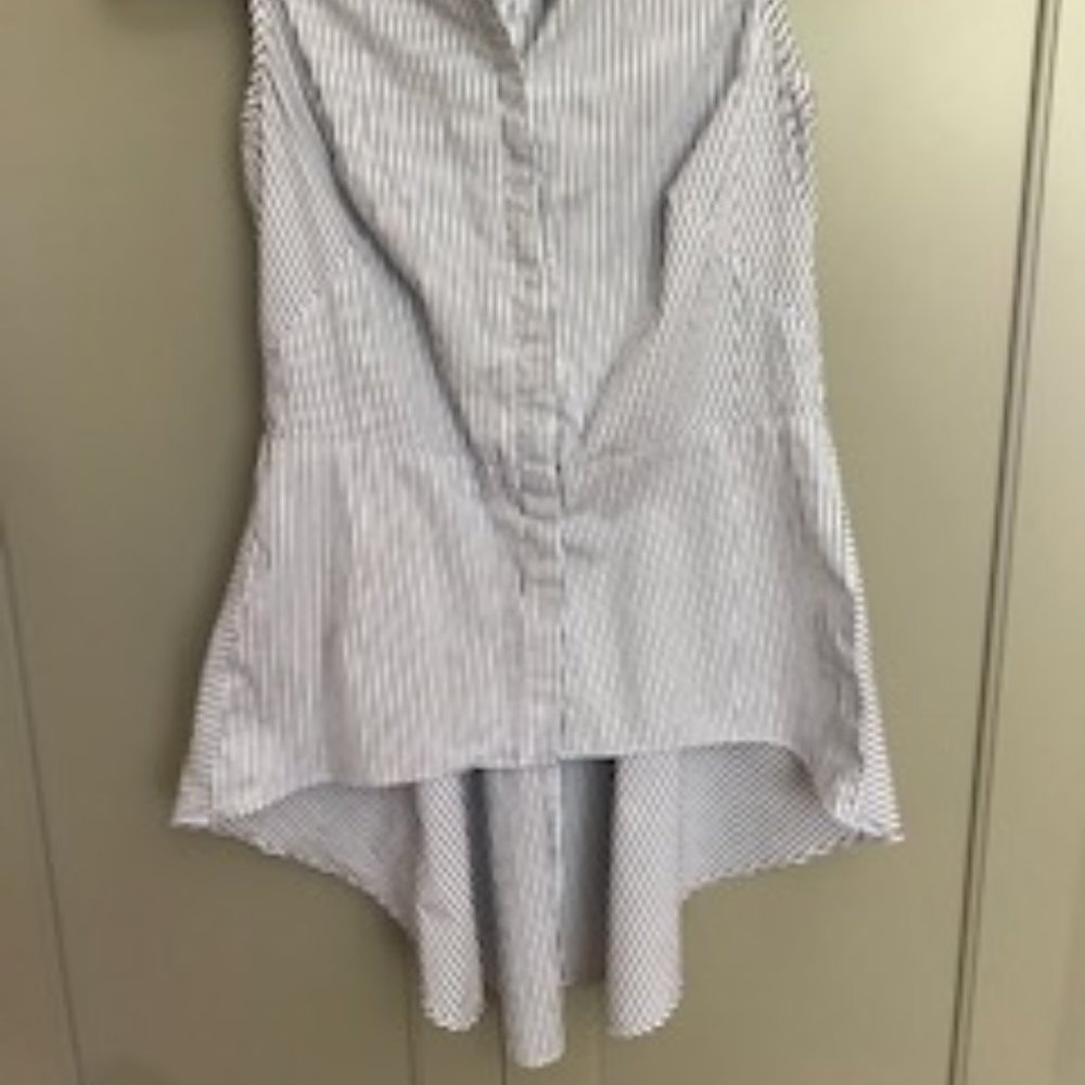 INTERMIX Striped Peplum Buttoned Blouse - Picture 3 of 9